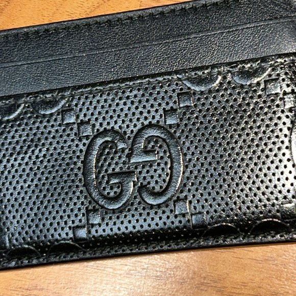 Authentic Gucci Black GG Embossed Perforated Leather Card Case Wallet - Picture 2 of 14